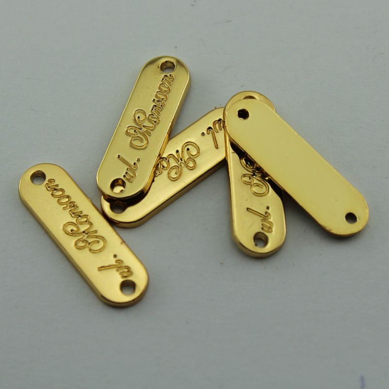 Apparel tiny custom engraved metal tags for clothing, electroplating golden  metal labels (MOQ:100pcs) – YueGui Tags